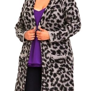 Torrid NWOT Grey Leopard Cardigan Coat